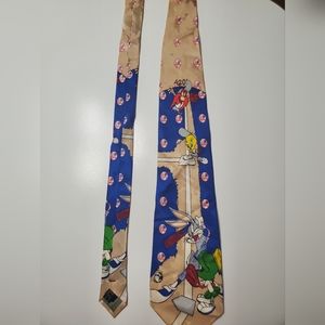 Vintage 1993 Baseball Looney Toons 100% Silk Men's Tie